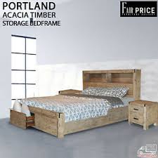 Check double cot prices, ratings & reviews at flipkart.com. New Luxury Acacia Timber Portland Double King Queen Bed Frame With Storage Ebay
