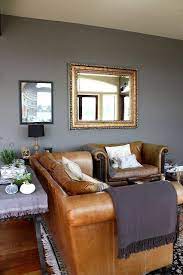 Gray Walls With Brown Leather Wohnung