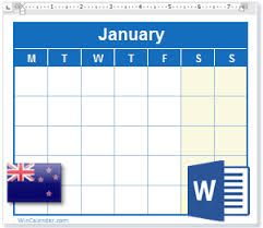 2020 Calendar With Nz Holidays Ms Word Download