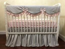 Gray Pale Pink Baby Girl Crib Bedding