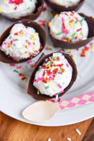 This simple chocolate egg filled dessert is easier than you think. Chocolate Bowls Recipe Fun Easter Eggs Courtney S Sweets