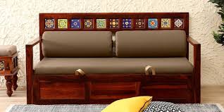sofa bed in honey oak finish