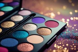 makeup palette with glitter closeup