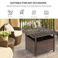 Outsunny Brown Square Rattan Outdoor