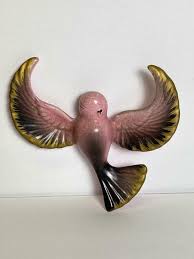 vintage ceramic pink bird japan