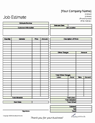 Job Estimate Template Pdf Inspirational Printable Job Estimate Forms