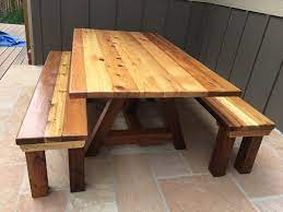 Cedar outdoor furniture will still last many years but will require more upkeep. Outdoor Cedar Tables Benches Old Victory Originals