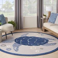nourison aloha 5 3 x round navy blue indoor outdoor rug