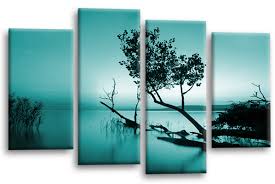 sunset landscape wall art picture teal