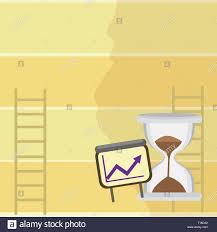 Successful Growth Chart With Arrow Going Up And Hourglass