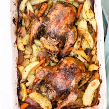 roasted cornish hens and potatoes