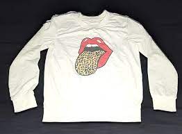 leopard lips graphic sweatshirt white