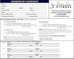 Corporate Contract Template Gym Membership Application