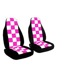 White Checkers And Black Car Seat Covers