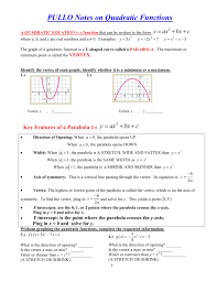 Quadratic Functions Notes Pullo 3