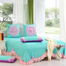 Pink Lace Ruffle Bedding Set Queen Size