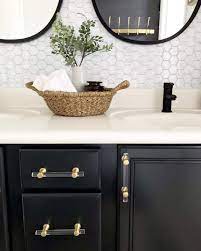 black bathroom cabinets with white