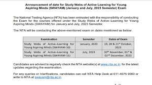 nta swayam exam dates 2023 announced