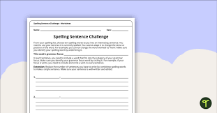 spelling sentence challenge worksheet