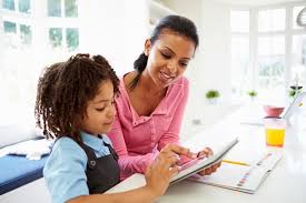 Parents Helping Children Doing Homework Stock Photo   Image          