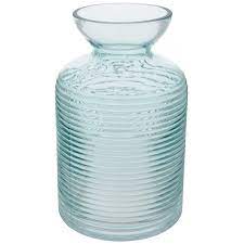 Light Blue Ribbed Glass Vase Medium