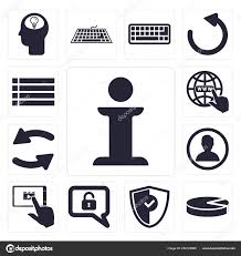 Set Simple Editable Icons Info Pie Chart Shield Speech