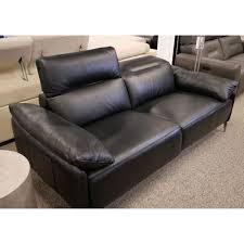 dual power reclining leather sofa black