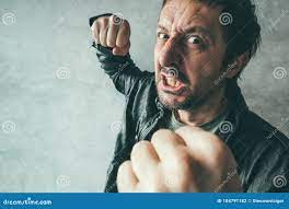 Aggressive Man Punching with Fist, Victim`s Pov Stock Photo - Image of  crazy, person: 104791182
