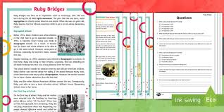 A simple act of courage online. Uks2 Ruby Bridges Differentiated Reading Comprehension Activity