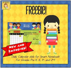 Freebie Interactive Calendar For Smart Board Pk K 1st By