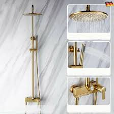 Shop a wide selection of brushed gold kitchen faucets, bathroom faucets, shower fixtures, accessories, lighting and more at moen.com. Bathroom Solid Brass Bath Shower Faucet Brushed Gold 230mm Showerhead Faucet Set