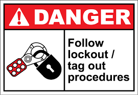 To sign your name in a book when you leave a building such as an office or factory: Danger Sign Follow Lockout Tag Out Procedures Safetykore