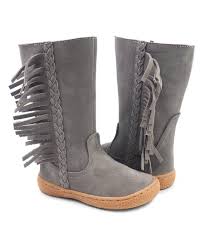 Livie Luca Gray Sonoma Fringe Detail Leather Boot Girls