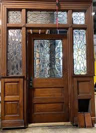 Antique Oak Beveled Glass Entranceway