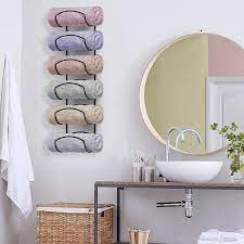 Dyiom Towel Rack Wall Mounted Bathroom Towel Holder Towel Storage For Rolled Bath Shower Hand Towel 3 Levels X 2pcs Black