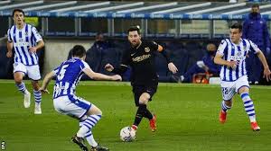 The football match between real sociedad and barcelona has ended 3 4. Q4ure6 Fugysym