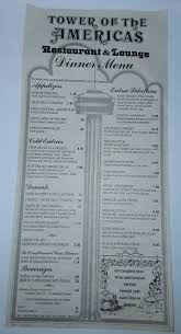 Original 1976 Tower Of The Americas Restaurant Menu San