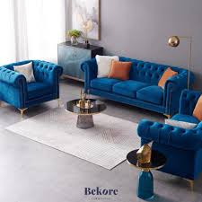 rou chesterfield sofa set in velvet
