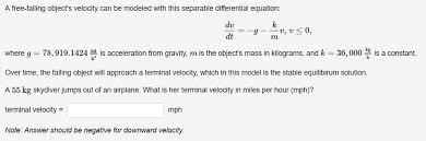 Solved A Free Falling Object S Velocity