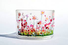 Handcrafted Fused Glass Art Blooming