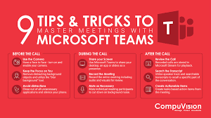 Join the teams or skype for business meeting and share into the meeting that the room system is joined into. Infographic 9 Tips Tricks To Master Meetings With Microsoft Teams Compuvision