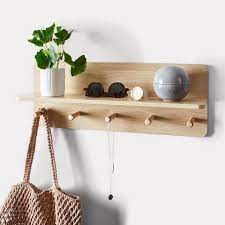 Oak Look Shelf With Hooks Shelves