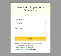 javascript login form validation formget