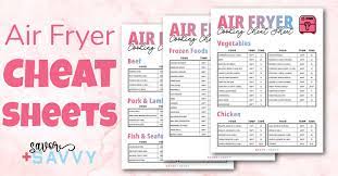 printable air fryer cooking times and
