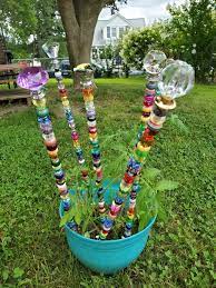 Fairy Garden Stakes Beaded Colorful