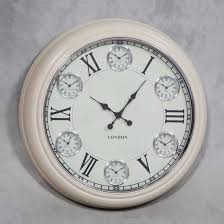 50s Style Cream Face Wall Clock Station