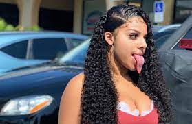 Ladies with long tongue