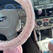 Pink Fuzzy Steering Wheel Cover Car