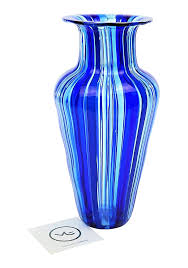 Recto Murano Glass Vase Blue Light