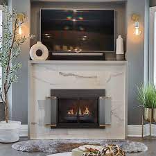 Pleasant Hearth Ar 1022 Arrington Fireplace Glass Large Black Gold Trim